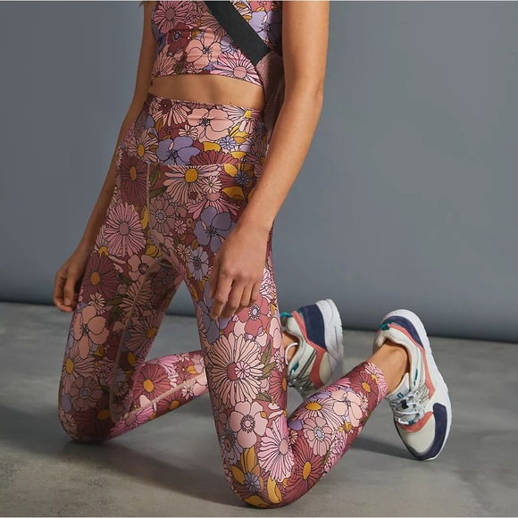 Beach Riot Sport Piper Leggings Marsala Floral size Small - Picture 9 of 10